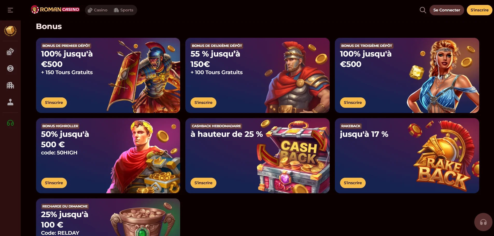 Roman Casino : bonus et code promo